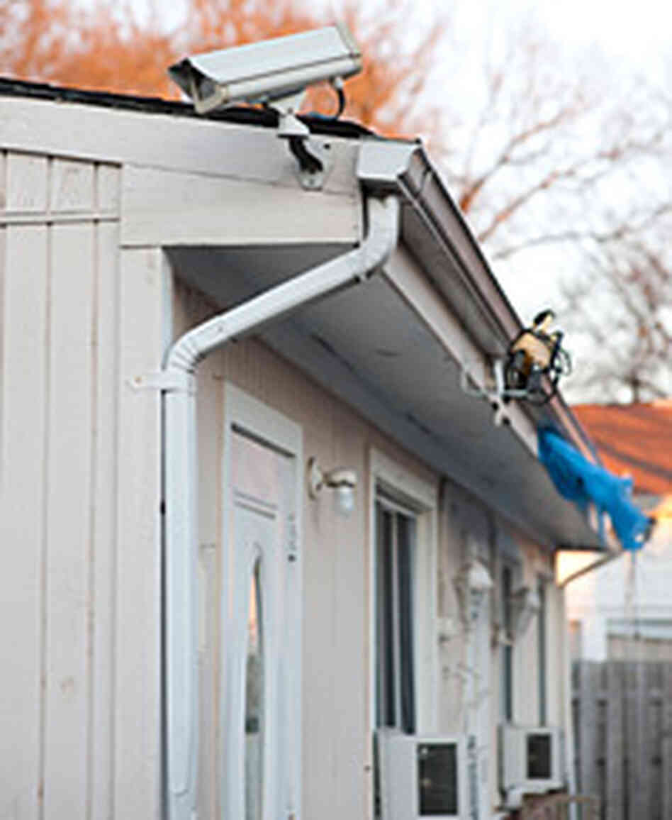 Security cameras are mounted on all four corners of the Islamic Circle of North America mosque in Al Security cameras are mounted on all four corners of the Islamic Circle of North America mosque in Al
