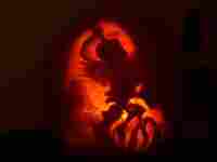 Pumpkin carved to look like Luna Lovegood. Pumpkin carved to look like Luna Lovegood.