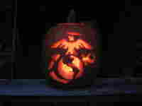Pumpkin carved with Marines symbols. Pumpkin carved with Marines symbols.