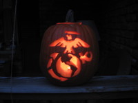 Pumpkin carved with Marines symbols.