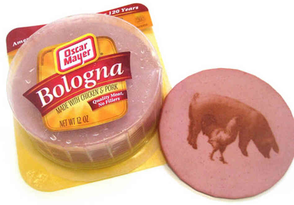 Image of laser-etched balogna. Image of laser-etched balogna.