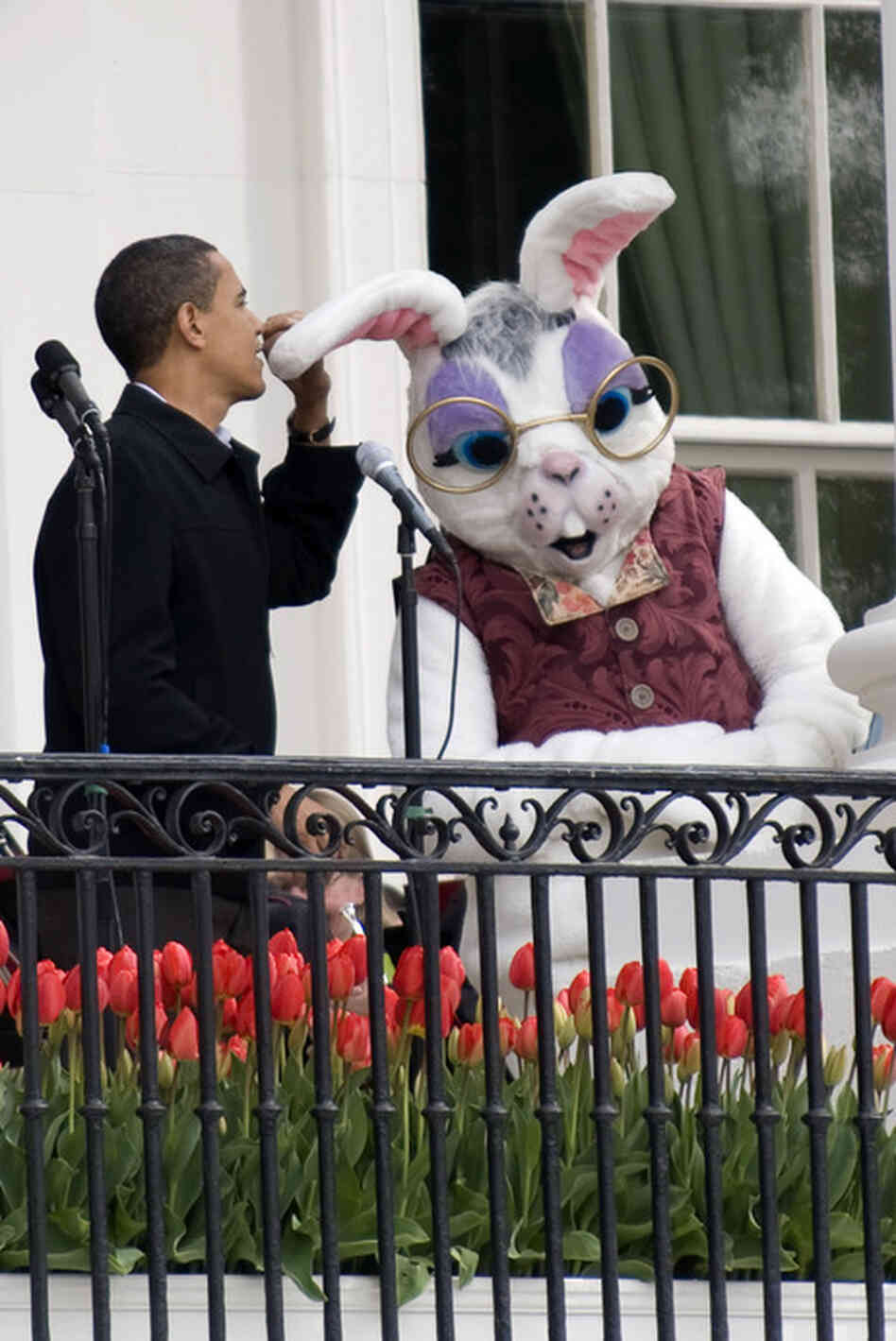 President Obama with Easter bunny. President Obama with Easter bunny.