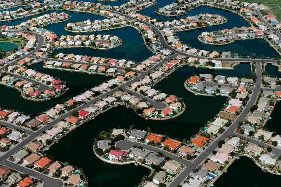 In Glendale, Ariz., subdivisions are built around artificial retention basins.