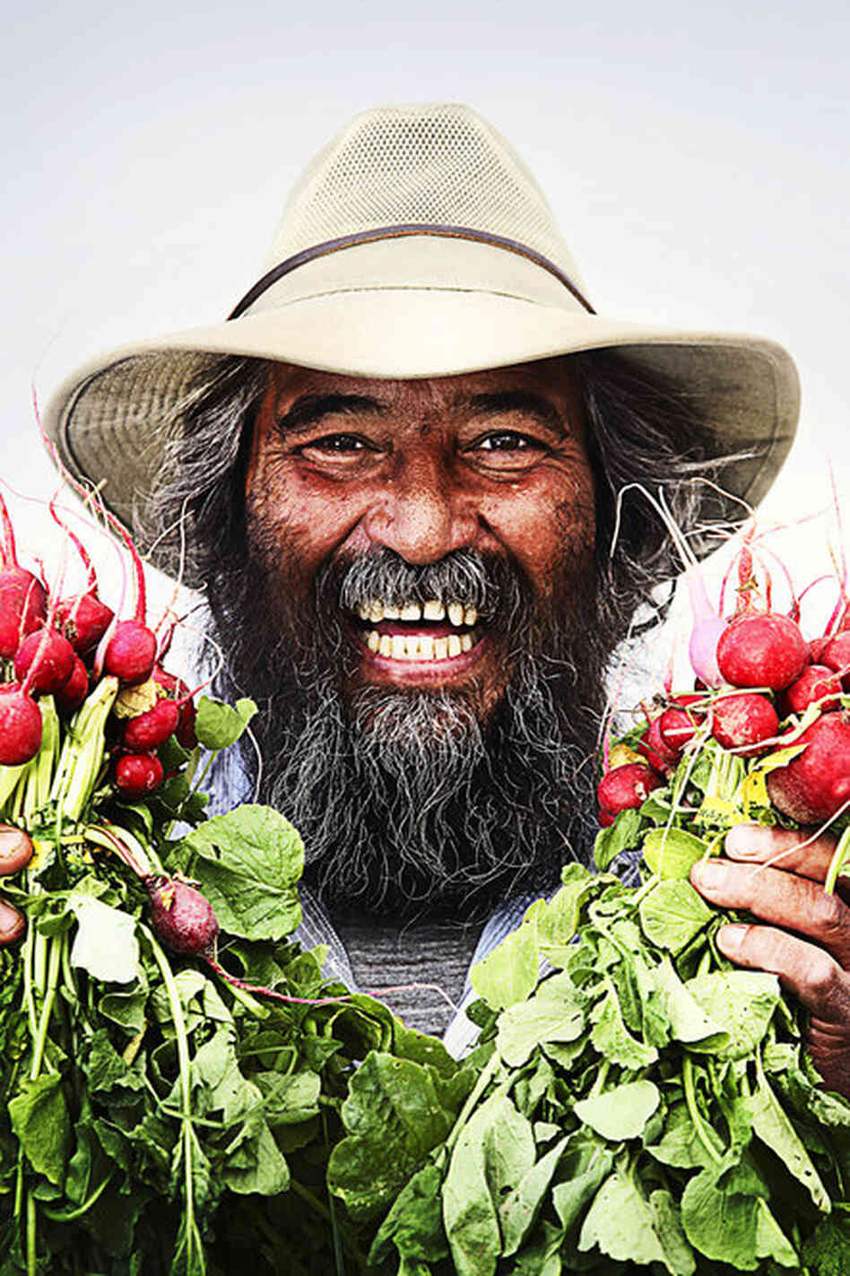 Don Bustos is an organic vegetable farmer in Espanola, N.M.  "It's about having enough to eat and to grow and not abusing it because you realize you have to use that land for future generations."