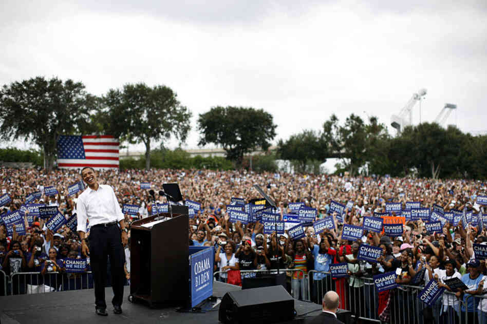 Not all is serious or momentous at an Obama rally in Jacksonville, Fla.