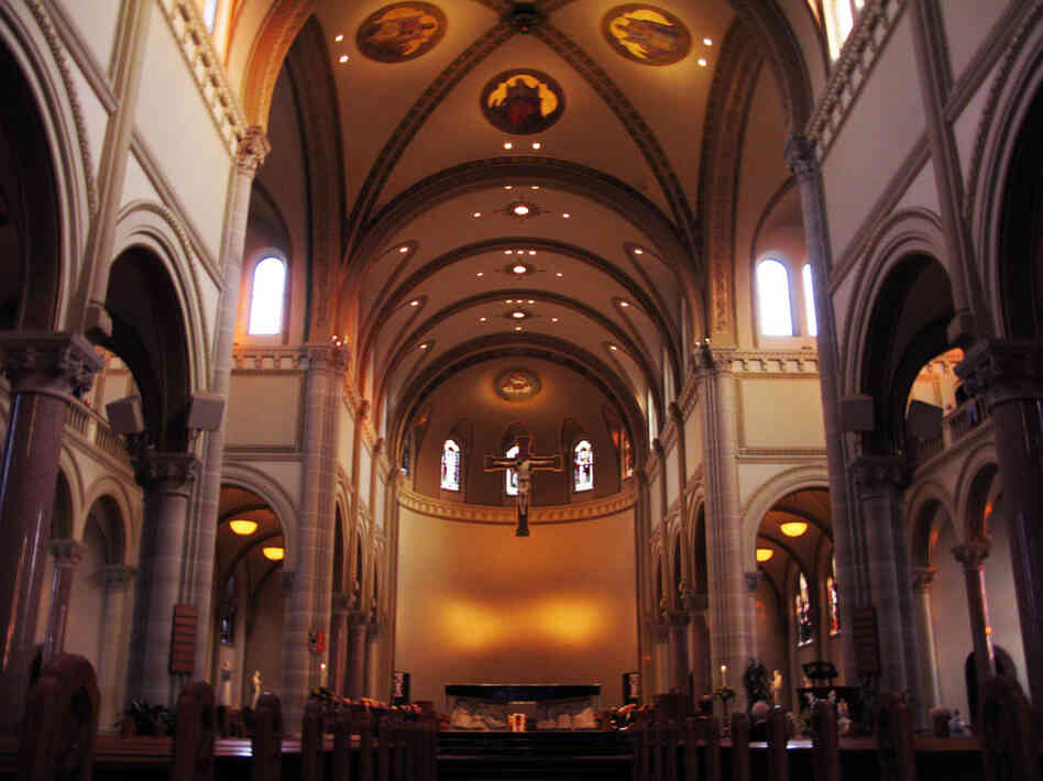 Inside the Saint Vincent Basilica, which hosts local church services. Monks gather here for prayer at six o'clock each morning.