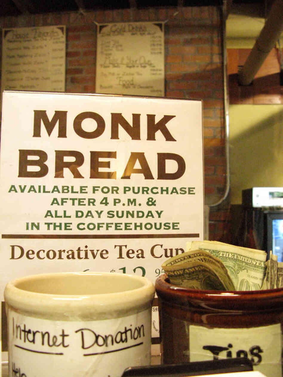"Monk Bread" made using flour from the Gristmill is also sold inside the Coffeehouse, where donations for wireless internet are graciously accepted.
