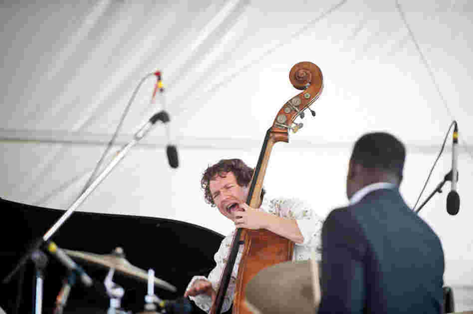 Stephan Crump (bass) and Marcus Gilmore (drums) perform with the Vijay Iyer Trio.