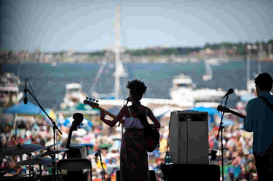 Esperanza Spalding plays to the Newport crowd.
