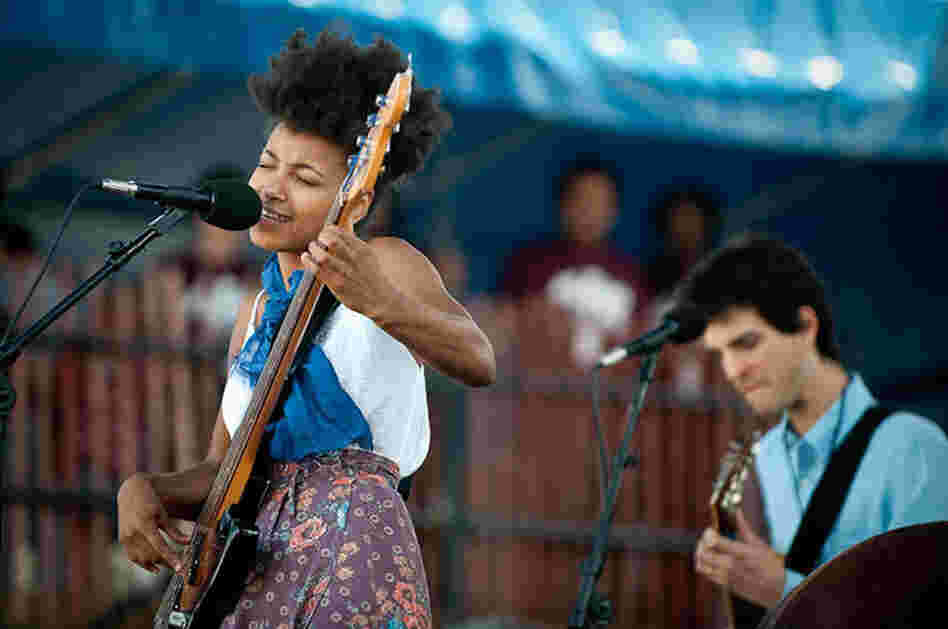 Esperanza Spalding plays to the Newport crowd.