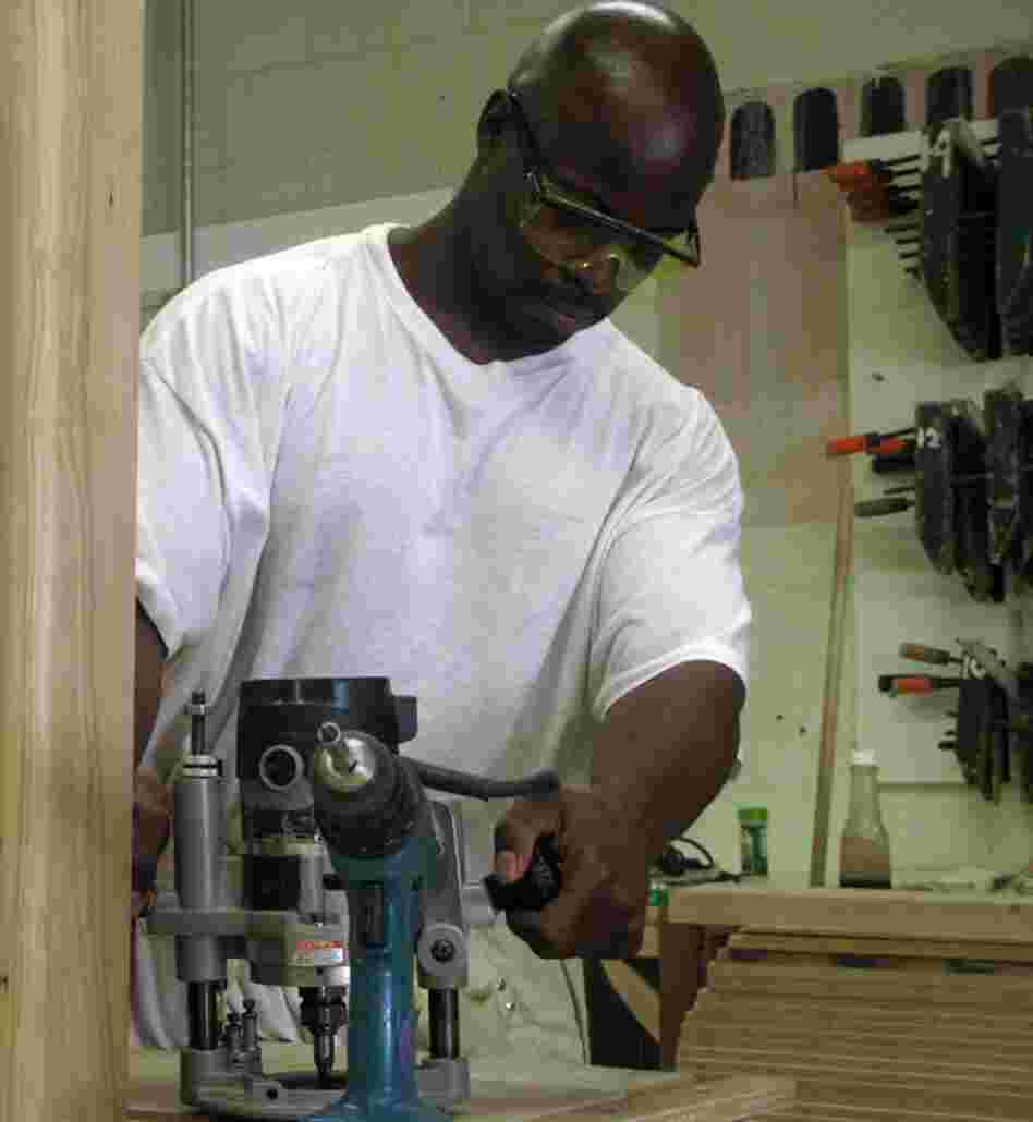 This time in prison, Derrick Poole was able to take advantage of Folsom's mill and cabinetry program. Only 10 percent of Folsom inmates are able to take part in a vocational program. 