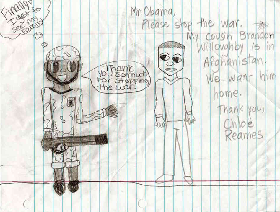 Many of the children ask President Obama to help with issues that impact their family. Chloe Reames, 12, Flagler Beach, Fla.