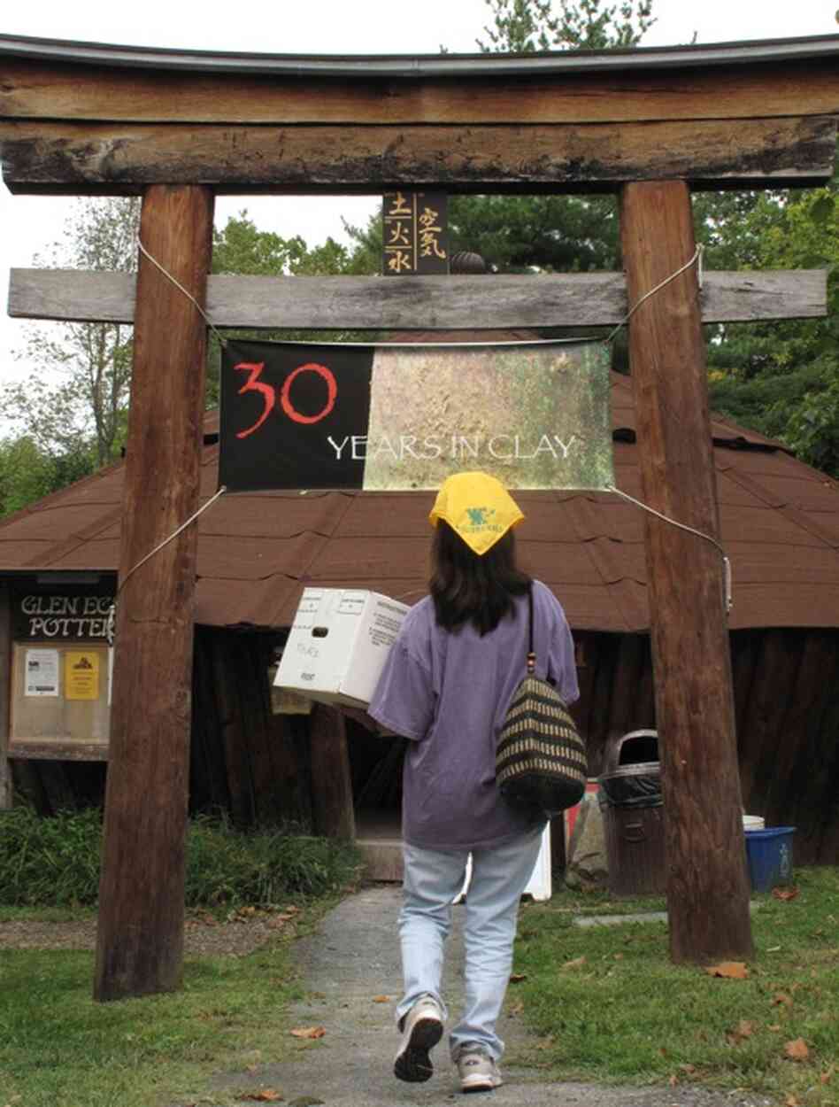 Each yurt at Glen Echo Park in Maryland houses an art studio.  This is the ceramics yurt.