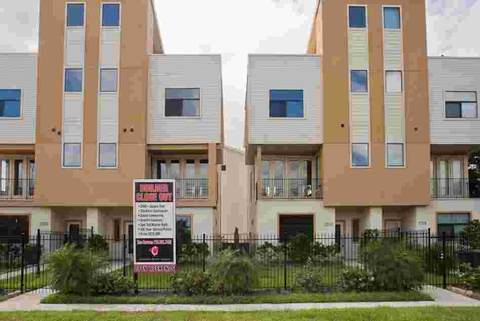 New town houses are for sale on the west side of the Third Ward.