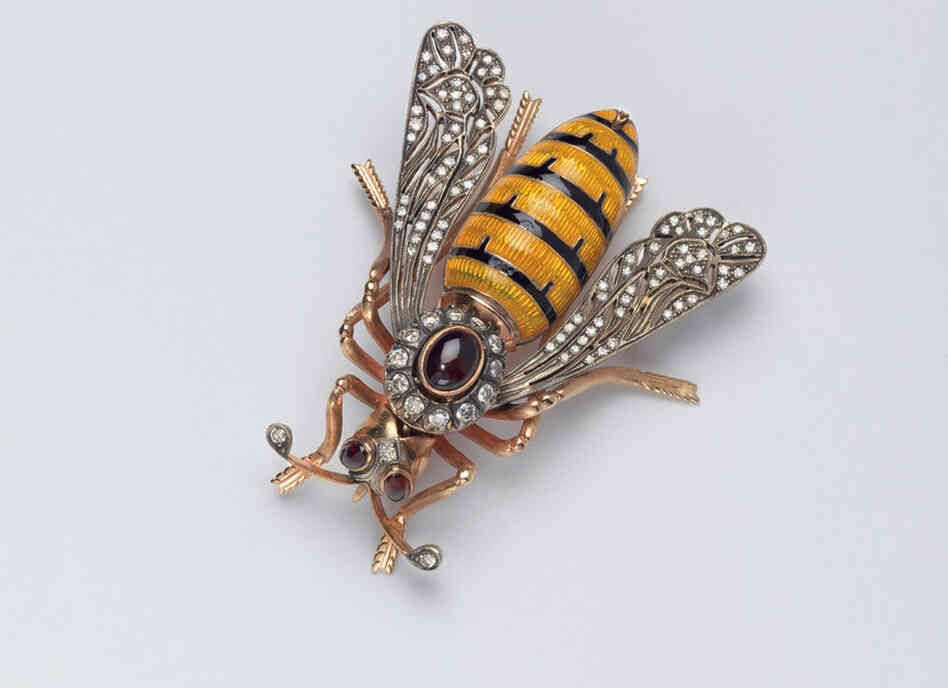 Bee, Designer Unknown (USA), c. 1980 - Albright often wore pins to reflect her mood.  Wasps were worn on days that she "wanted to do a little stinging and deliver a tough message."