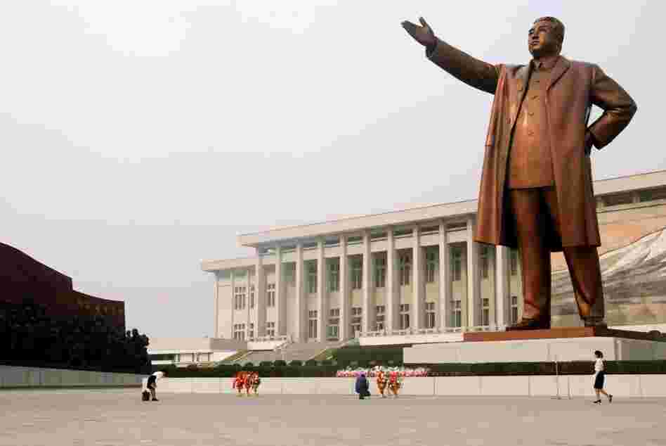 In Pyongyang, the North Korean capital, monuments to the country's founder, Kim Il Sung, are everywhere. Here, North Koreans pay their respects to a 60-foot bronze statue on Mansu Hill. 