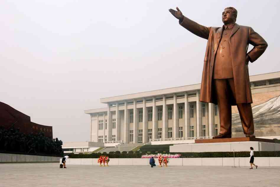 In Pyongyang, the North Korean capital, monuments to the country's founder, Kim Il Sung, are everywhere. Here, North Koreans pay their respects to a 60-foot bronze statue on Mansu Hill. 