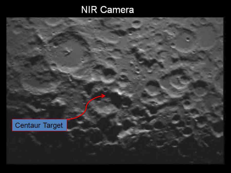 LCROSS impact crater as seen with the near infrared camera. 