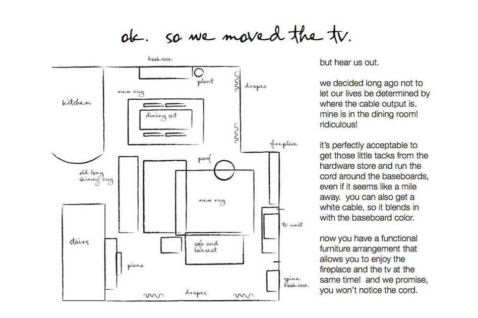The designers move the TV.