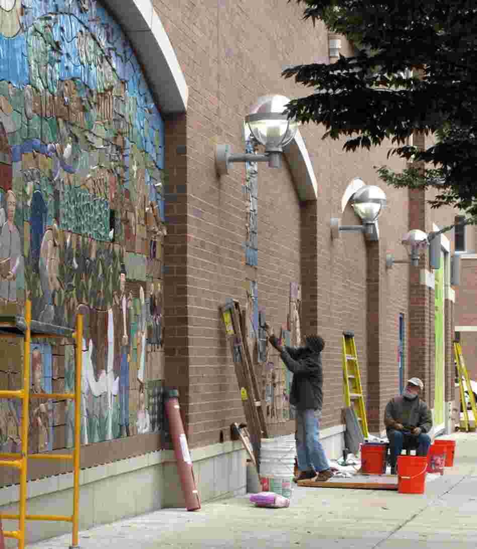 Artists Judith and Tulio won a nationwide competition to install their tile mural on a busy street in Rockville, MD.