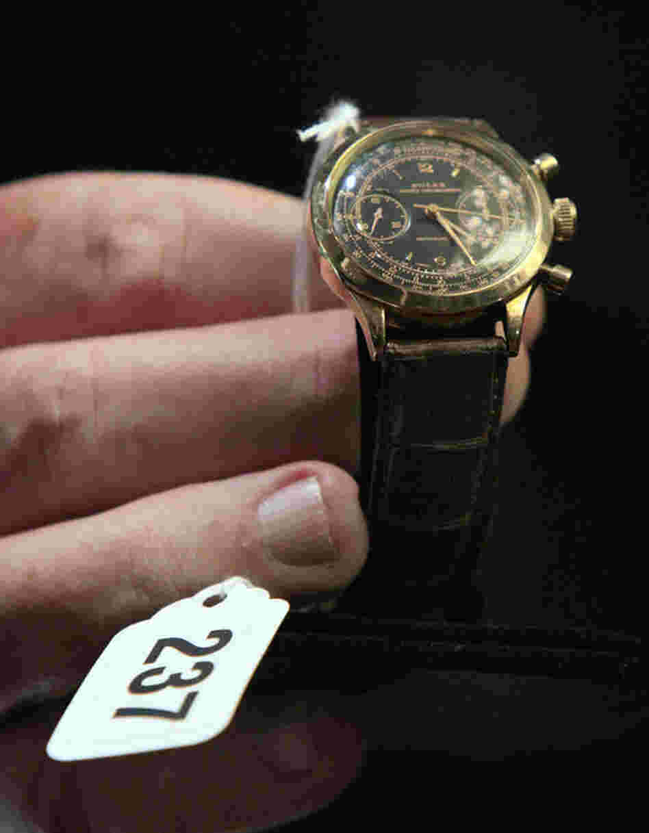Also on the block: A vintage Rolex  "Monoblocco" chronograph wristwatch, also known as the "Prisoner Watch," made for Allied prisoners during World War II. 