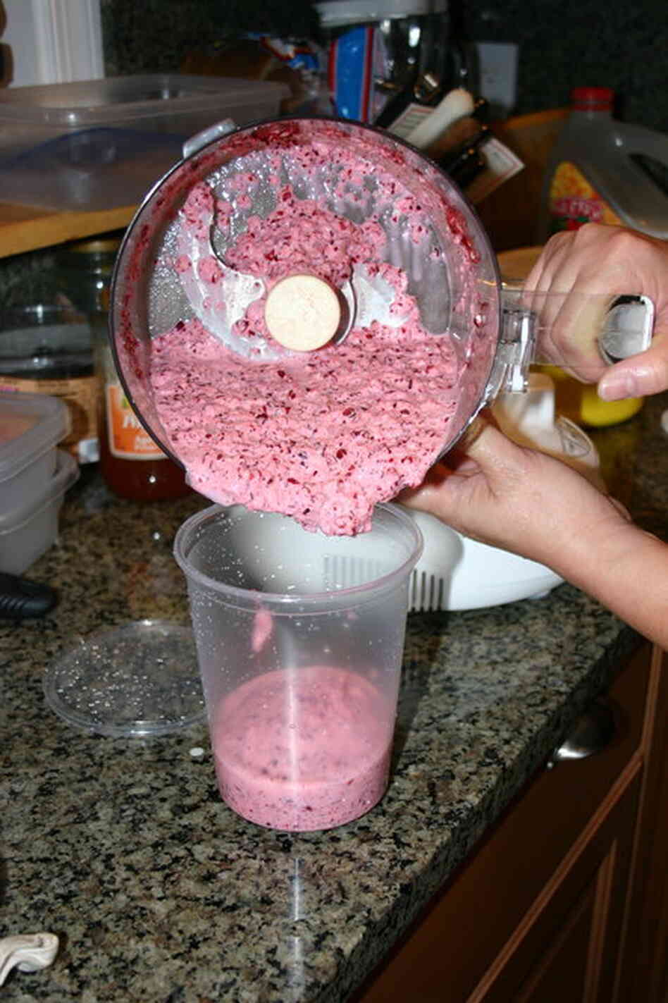 Transfer to a plastic (freezable) container, and place in the freezer, for overnight or longer.