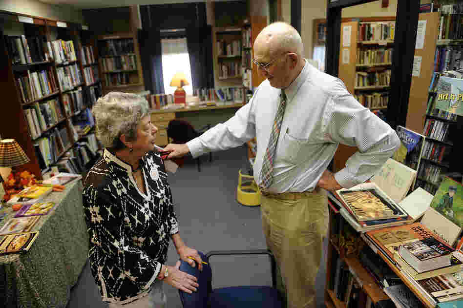 Seymour visits his wife, Polly, at the library where she volunteers in Winter Park, Fla. When he's not driving for ITN, Seymour is active in the community and volunteers with Habitat for Humanity.