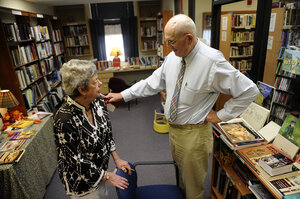 Seymour visits his wife, Polly, at the library where she volunteers in Winter Park, Fla. When he's not driving for ITN, Seymour is active in the community and volunteers with Habitat for Humanity.