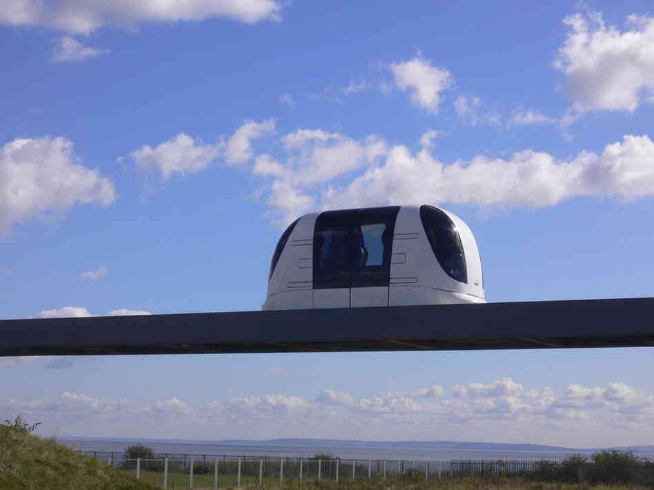 Personal rapid transit systems, also known as PRTs, use pods that travel on specifically engineered tracks, providing the convenience of a car without the pollution and congestion. This pod car is being tested at ULTra's Test Facility in Cardiff, England. 
