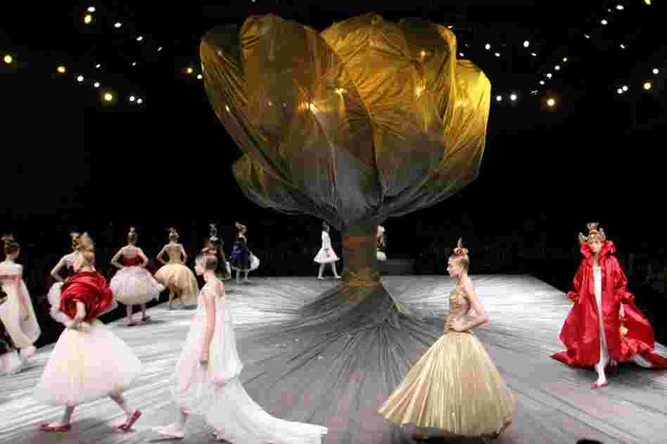 Models display McQueen's fall/winter 2008-09 ready-to-wear collection presented in Paris in February 2008. 