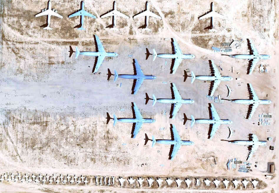 Google Earth images of the Davis-Monthan Air Force Base in Tuscon, Ariz.