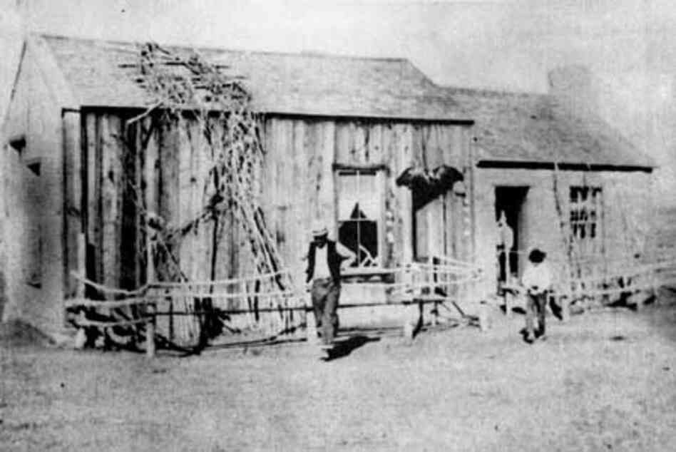 The Diamond Springs Pony Express Station in Nevada. The Express route was divided between main stations in St. Joseph, Mo.; Ft. Kearney, Neb.; Horseshoe Creek Station, Wyo.; Salt Lake City, Utah; Roberts Creek, Nev.; and San Francisco. About 165 stations made up the entire route, and depending on the terrain, stations were spaced 10 to 25 miles apart. (Courtesy of the Nevada Historical Society,...