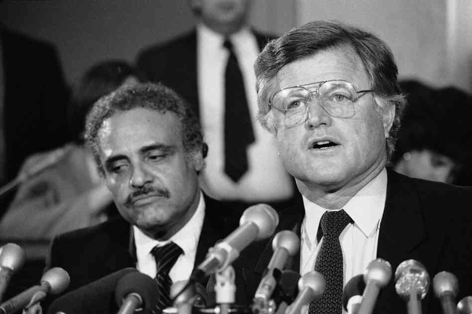 Hooks stands with Sen. Edward M. Kennedy in Washington on May 4, 1982. Following Kennedy's death in 2009, Hooks told a TV station that he enjoyed it when the senator gave him a "southern introduction." 