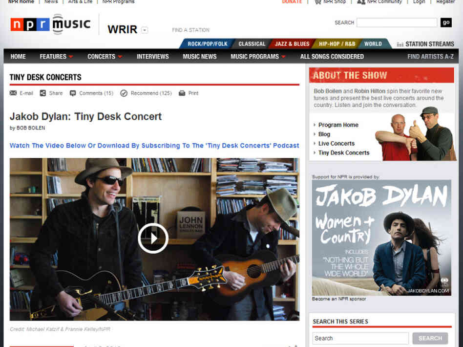 screen shot of NPR music site on April 2, 2010. screen shot of NPR music site on April 2, 2010.