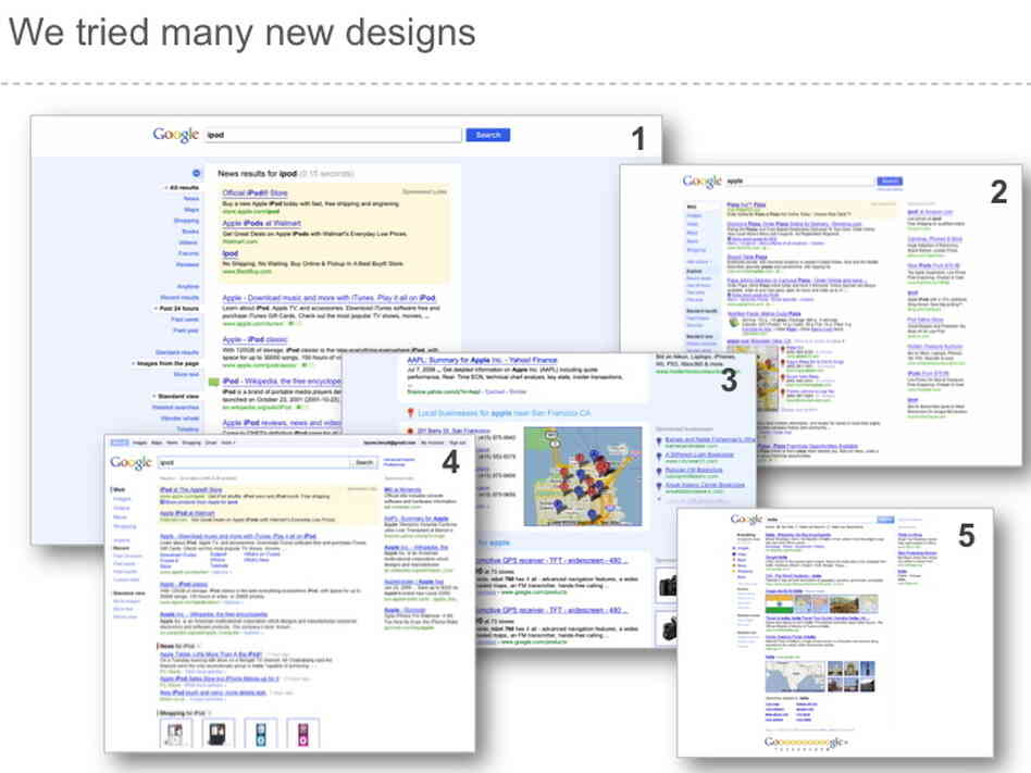 Google's rejected search results pages