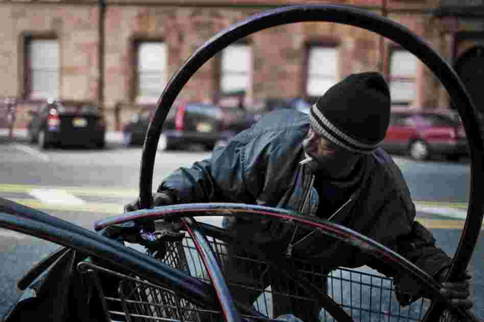 Chuck collects abandoned utility cables to strip and sell for scrap metal.