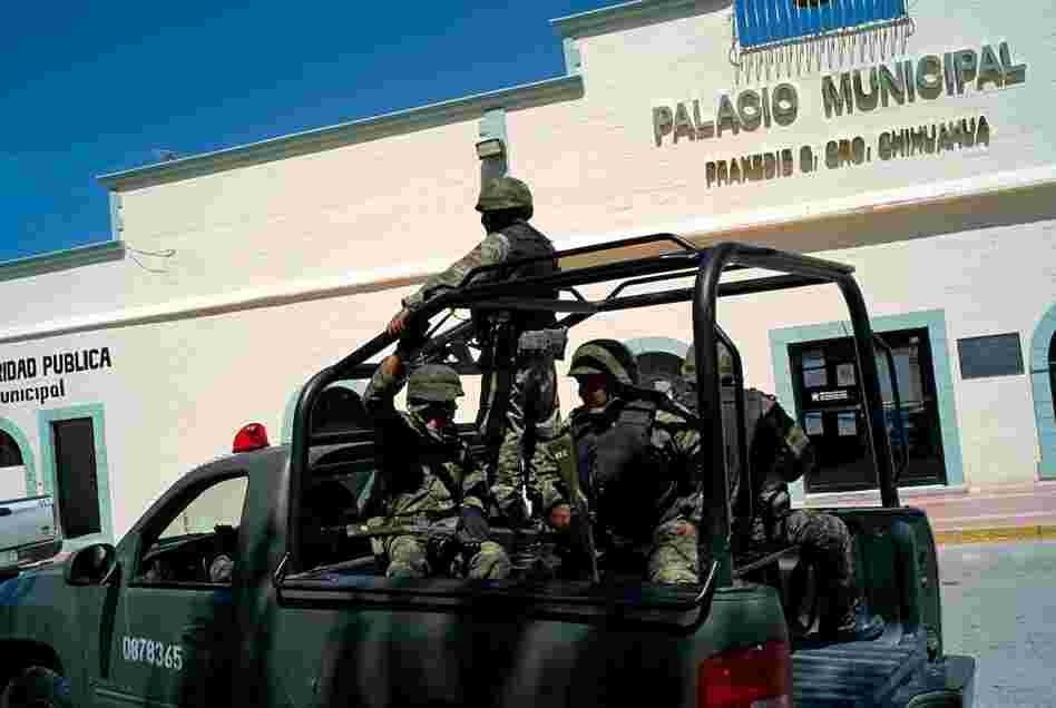 A military patrol in the municipality of Praxedis G. Guerrero in the Juarez Valley. Mexican authorities have dispatched federal police and soldiers to the valley. 