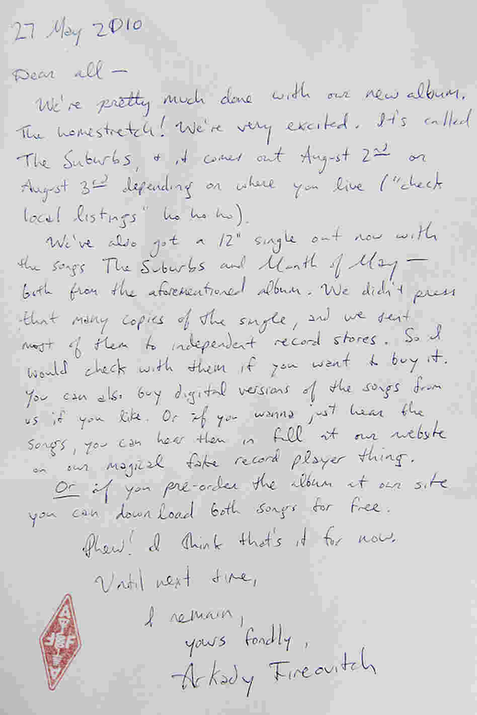 Announcement from Arcade Fire Announcement from Arcade Fire