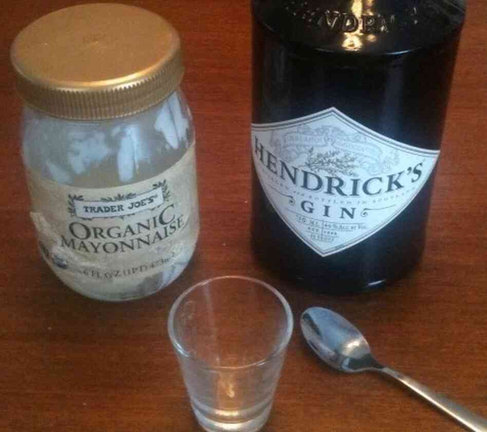 The components of a Gin Greasy cocktail.