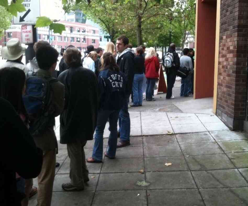 The line outside Salumi. The line outside Salumi.