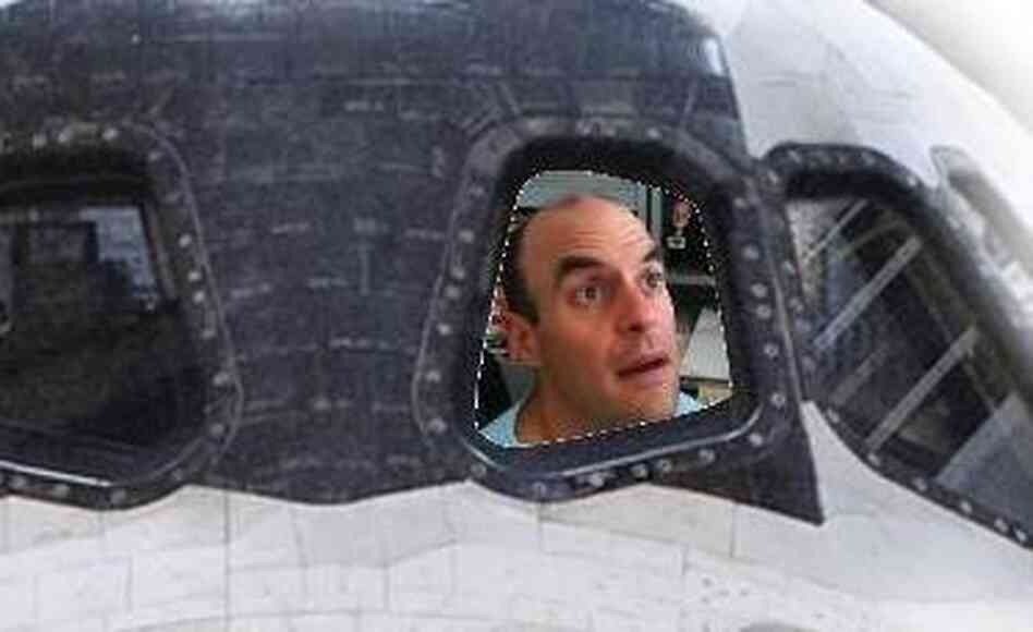composite image of peter sagal and the space shuttle composite image of peter sagal and the space shuttle