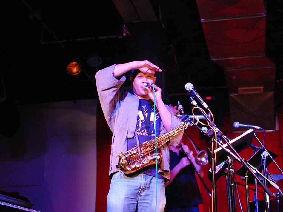 Steve Coleman addresses the crowd at a jam-packed, poorly-ventilated and ecstatic Sullivan Hall after his show.