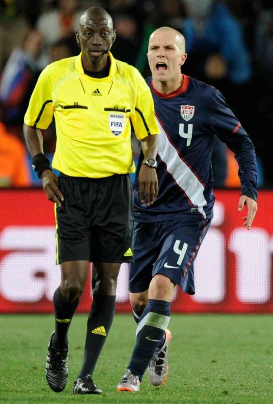 Michael Bradley shouts at eferee Koman Coulibaly. Michael Bradley shouts at eferee Koman Coulibaly.