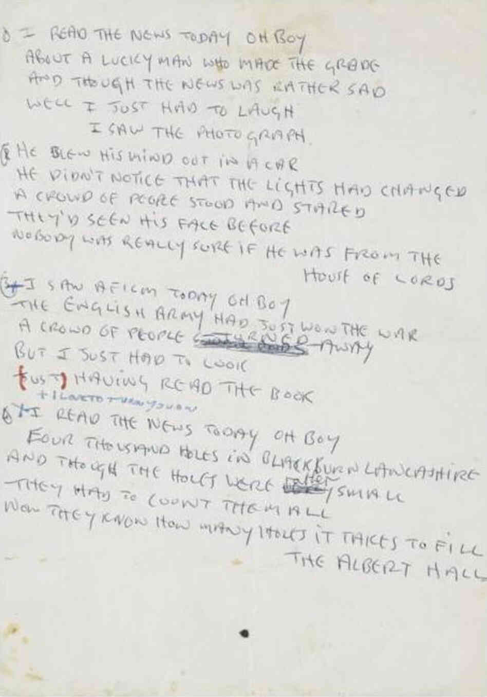 Lennon Day In Life Manuscript Lennon Day In Life Manuscript