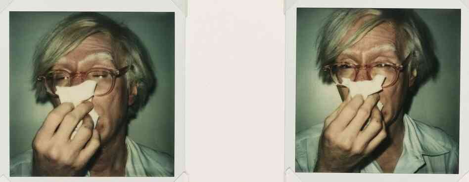 Andy Sneezing (Diptych), a diptych of unique Polaroid SX-70 prints, est. $6,000-$9,000 
