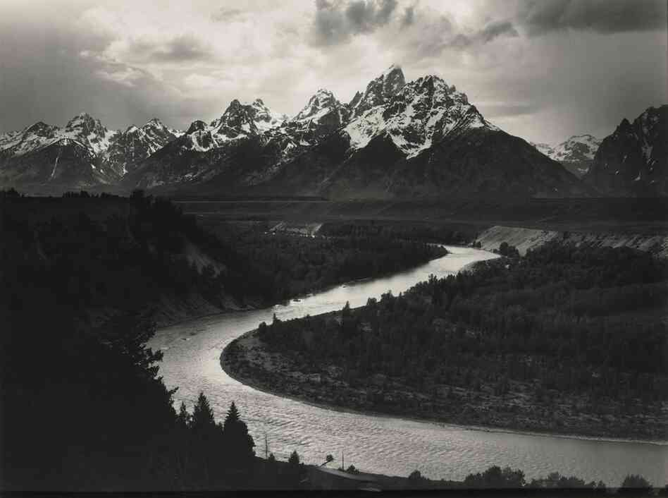 The Tetons and Snake River, Grand Teton National Park, Wyoming, mural-sized gelatin silver print, est. $250,000-$350,000. Another film print by Ansel Adams being auctioned with the Polaroid Collection at Sotheby's.