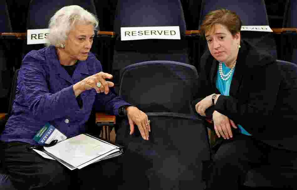 Former Supreme Court Justice Sandra Day O'Connor talks with Kagan during a forum on the state of the judiciary at Georgetown University Law Cnter May 20, 2009. If confirmed, Kagan would be the fourth woman to serve on the high court. 
