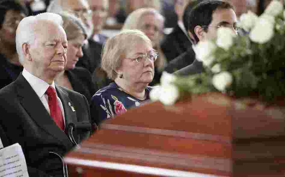 Byrd attends a funeral service for his wife in April 2006, at the Memorial Baptist Church in Arlington, Va. The couple married in May of 1937 and had two daughters. 