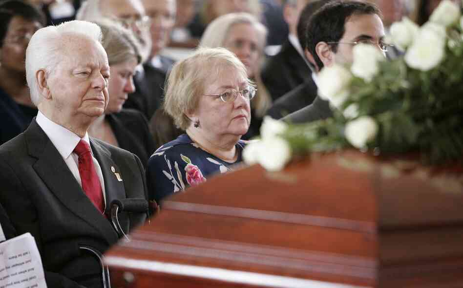 Byrd attends a funeral service for his wife in April 2006, at the Memorial Baptist Church in Arlington, Va. The couple married in May of 1937 and had two daughters. 