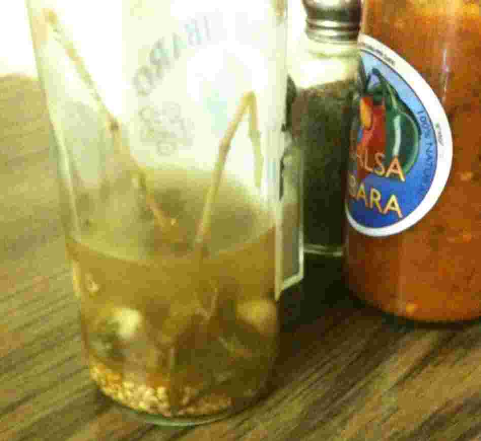 Hot sauce at Borinquen Restaurant. Hot sauce at Borinquen Restaurant.